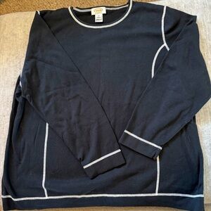 Talbots Black Crewneck Sweater with Light Contrast Stitching